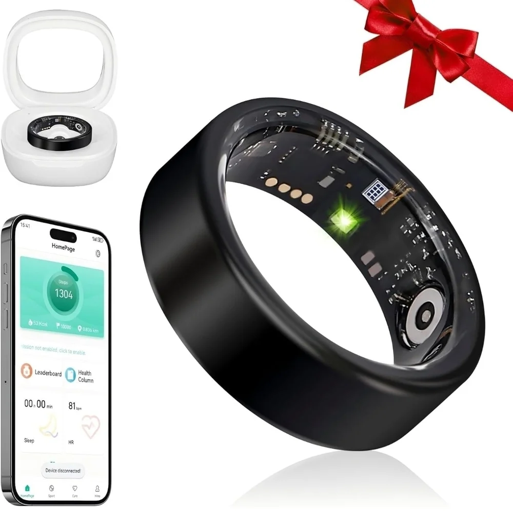 Unisex Black Smart Ring Size 11 . Monitors Health, Fitness , Sleep , And More!